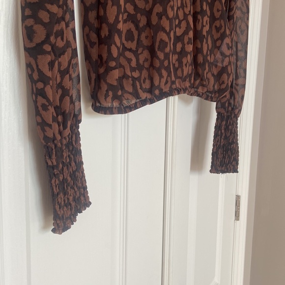 Dynamite Mock Neck Animal Print Blouse - Picture 6 of 8